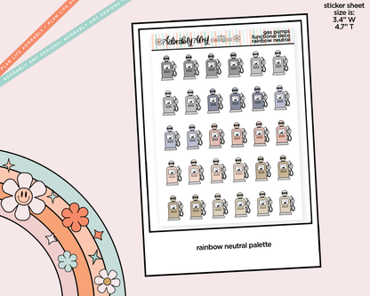 Rainbow Gas Pumps Doodled Icon Stickers - Adorably Amy Designs