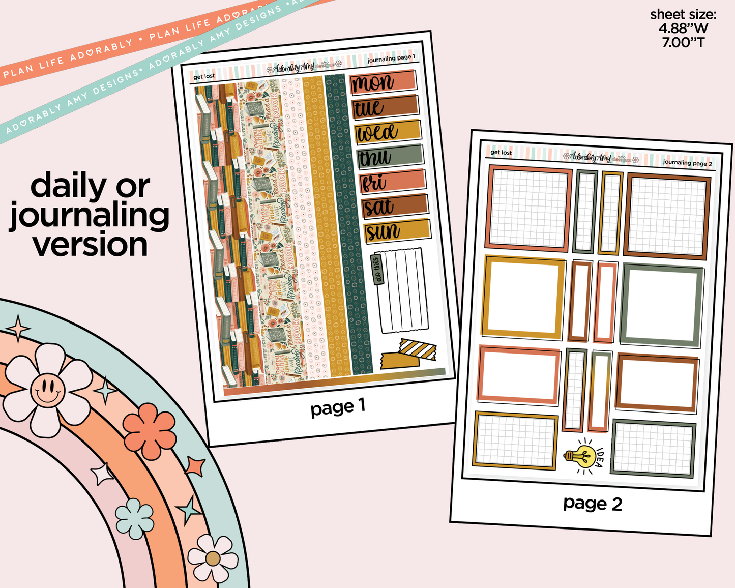 Journaling and Daily Planning Get Lost in Books Planner Sticker Kit