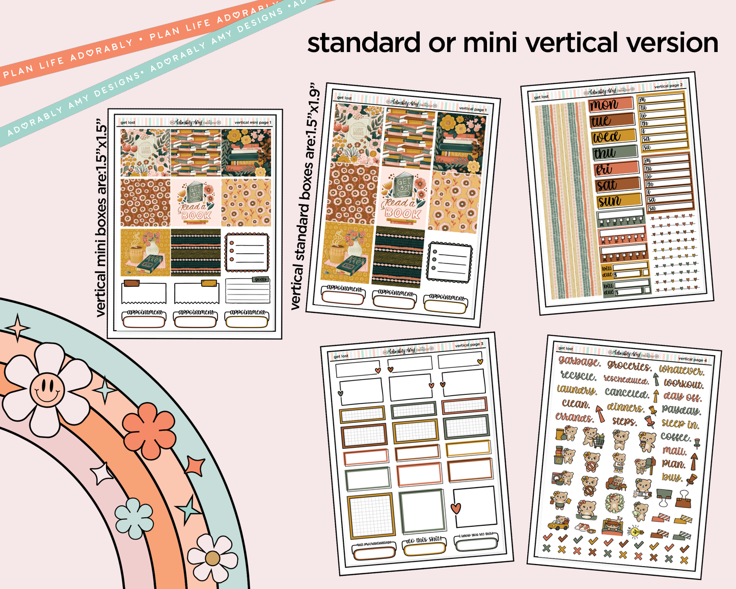 Vertical Get Lost in Books Kit for Vertical Standard Size Planners or Insert