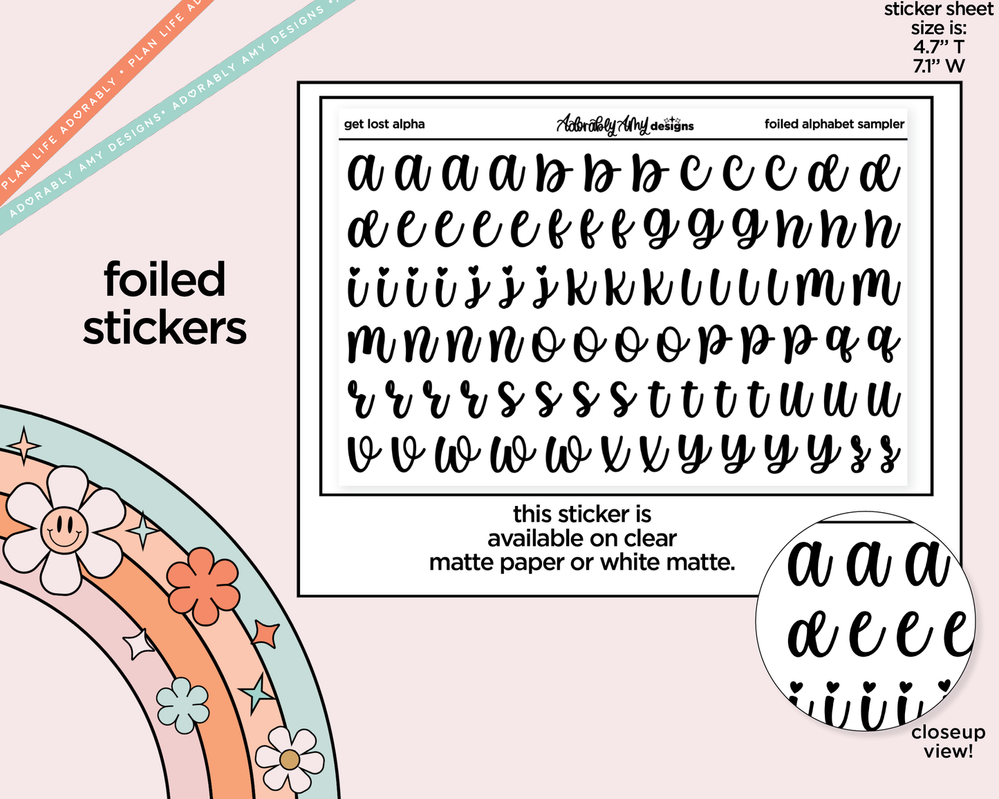 Foiled Get Lost in Books Alphabet Stickers Deco Typography Sampler Planner Stickers