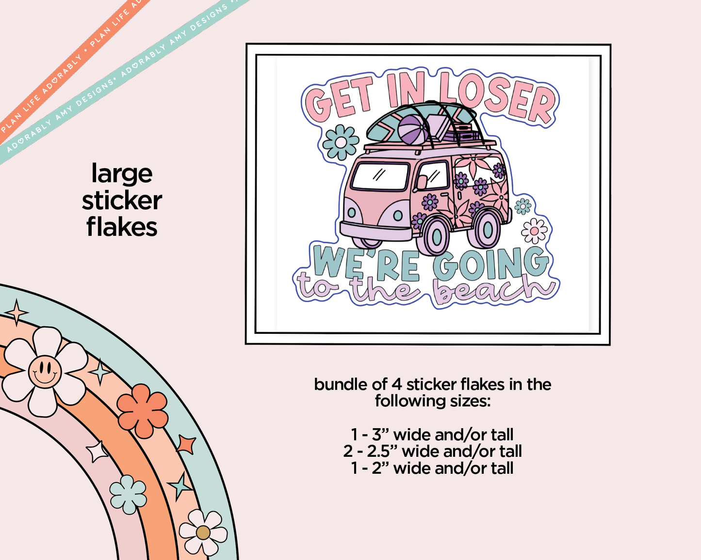 Get in Loser, We're Going to the Beach Typography Sampler Planner Stickers for any Planner or Insert