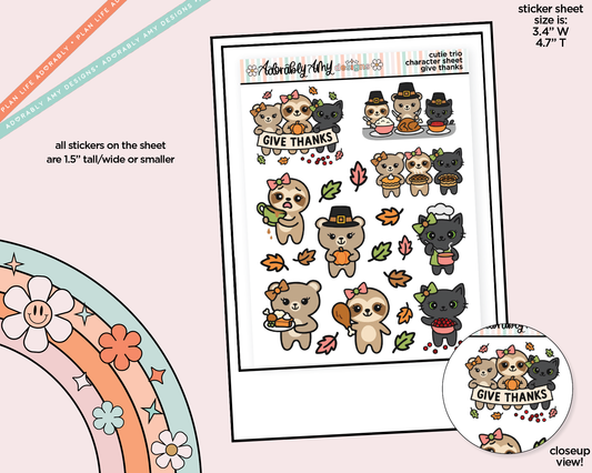 Give Thanks Cutie Trio Decoration Character Planner Stickers