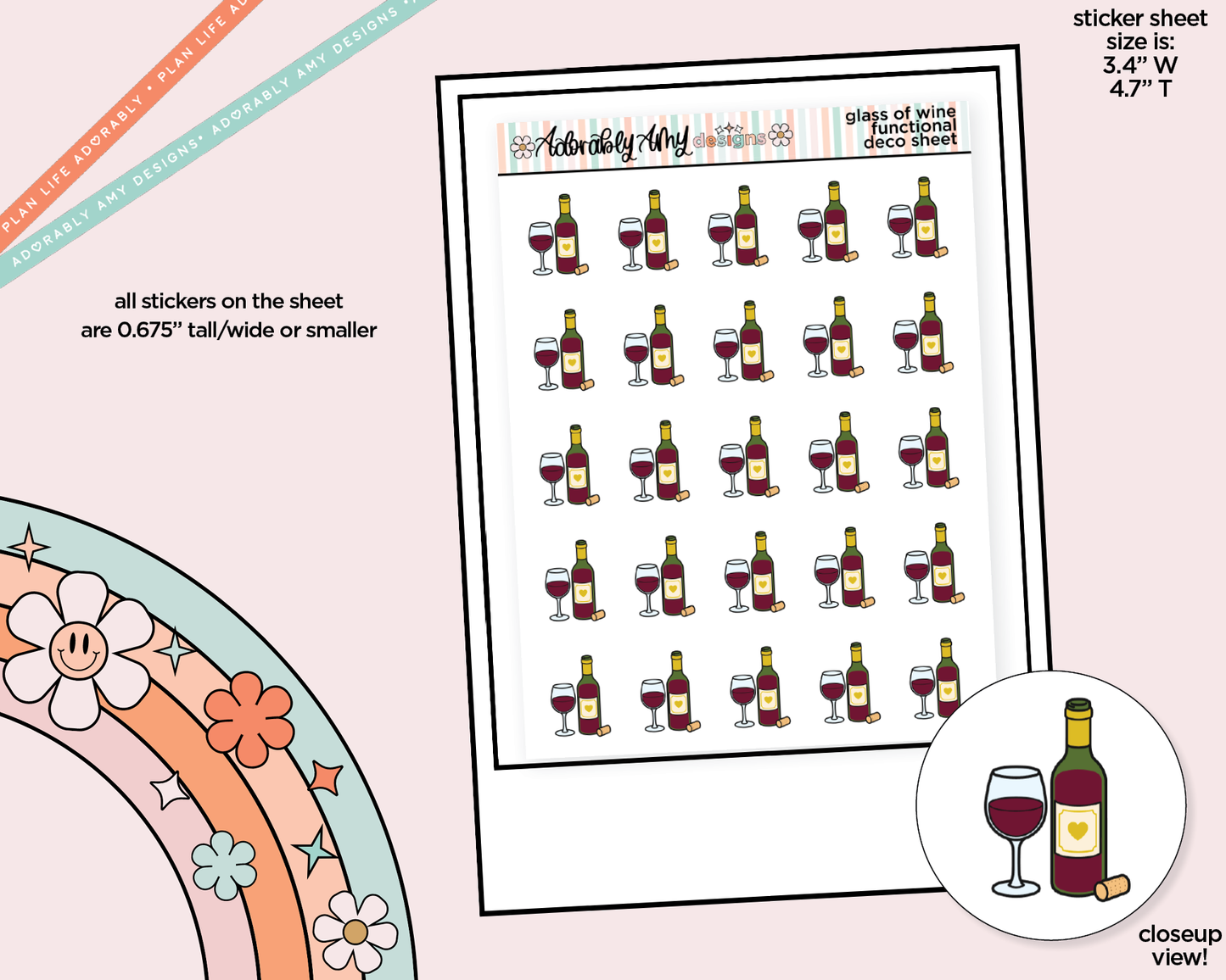 Glass of Wine Doodled Icon Stickers