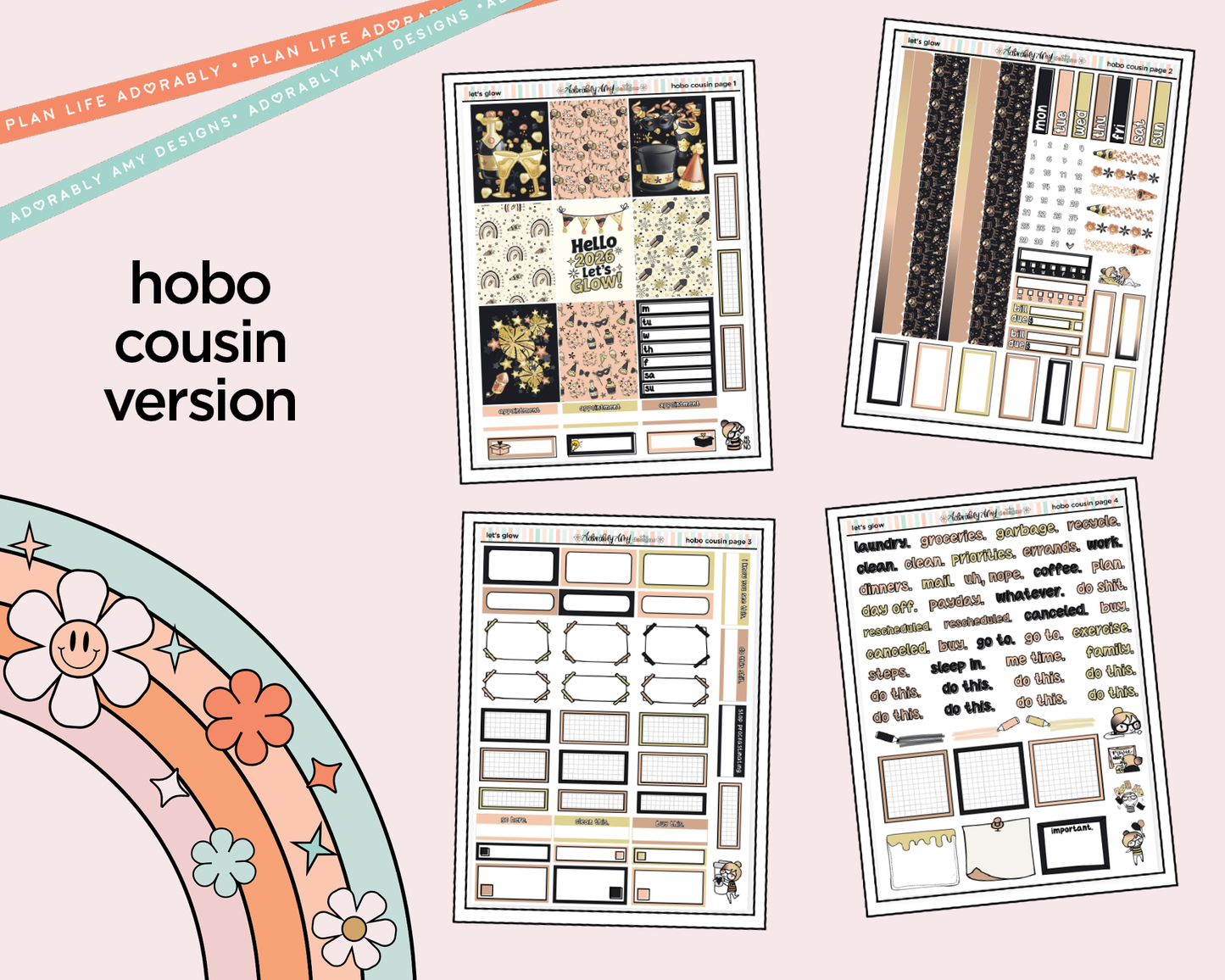 Hobonichi Cousin Weekly Let's Glow Planner Sticker Kit for Hobo Cousin or Similar Planners