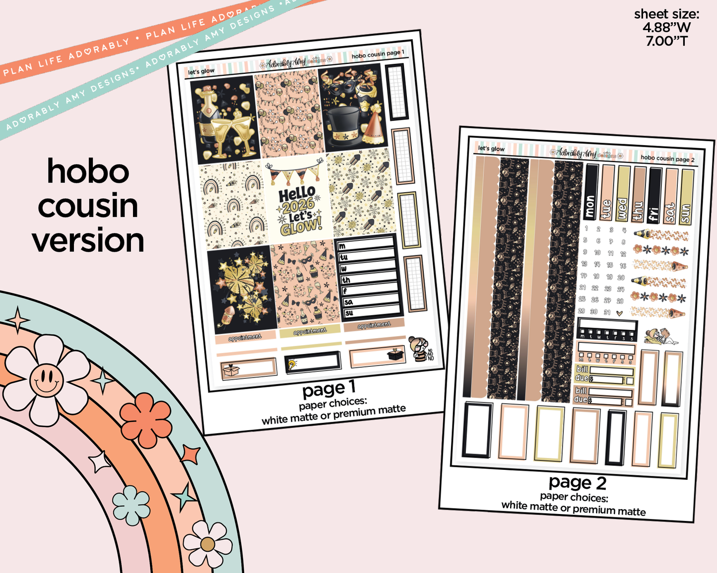 Hobonichi Cousin Weekly Let's Glow Planner Sticker Kit for Hobo Cousin or Similar Planners