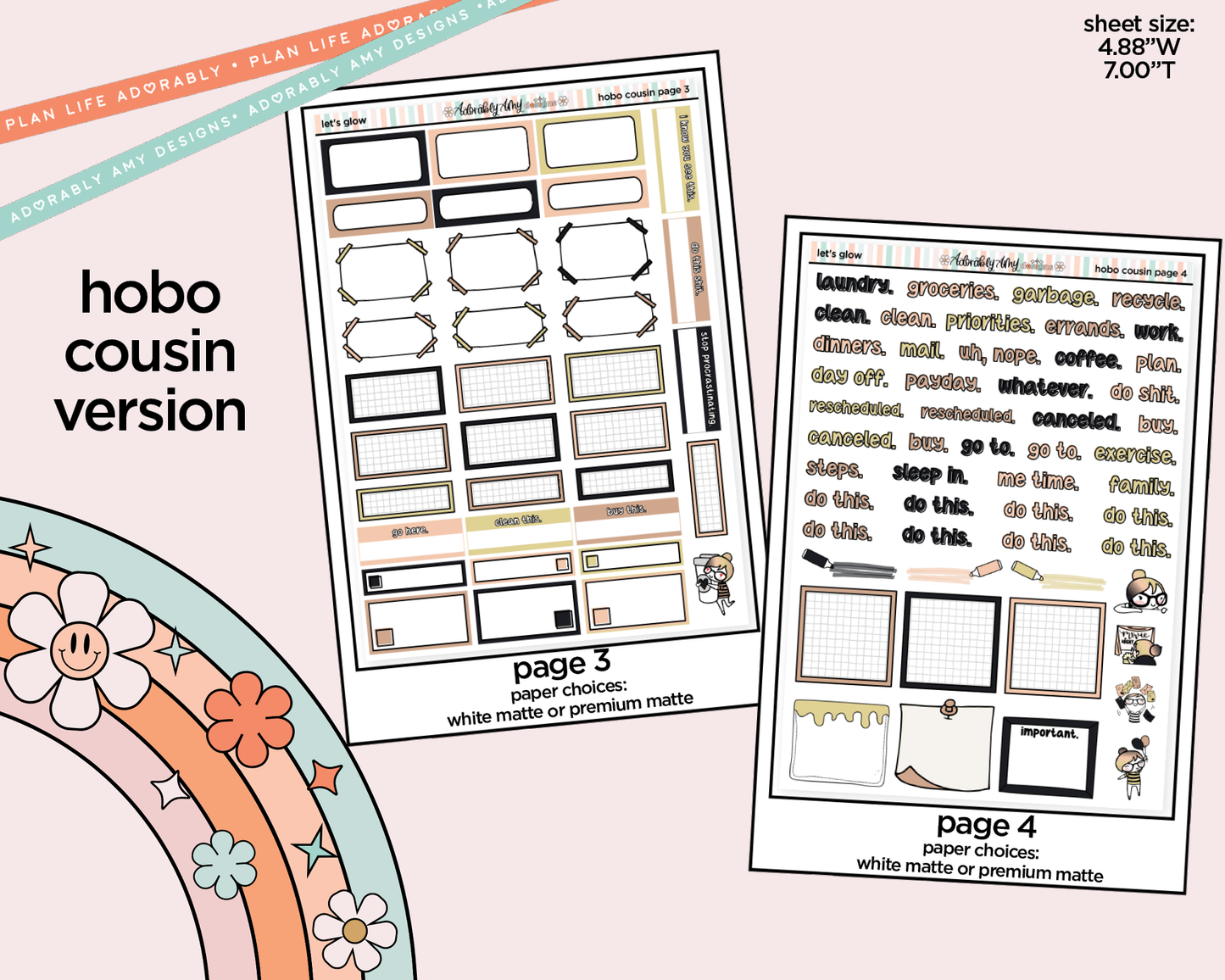 Hobonichi Cousin Weekly Let's Glow Planner Sticker Kit for Hobo Cousin or Similar Planners