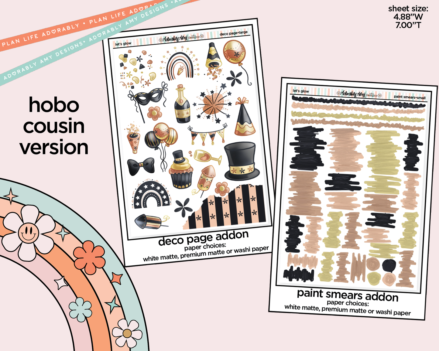 Hobonichi Cousin Weekly Let's Glow Planner Sticker Kit for Hobo Cousin or Similar Planners