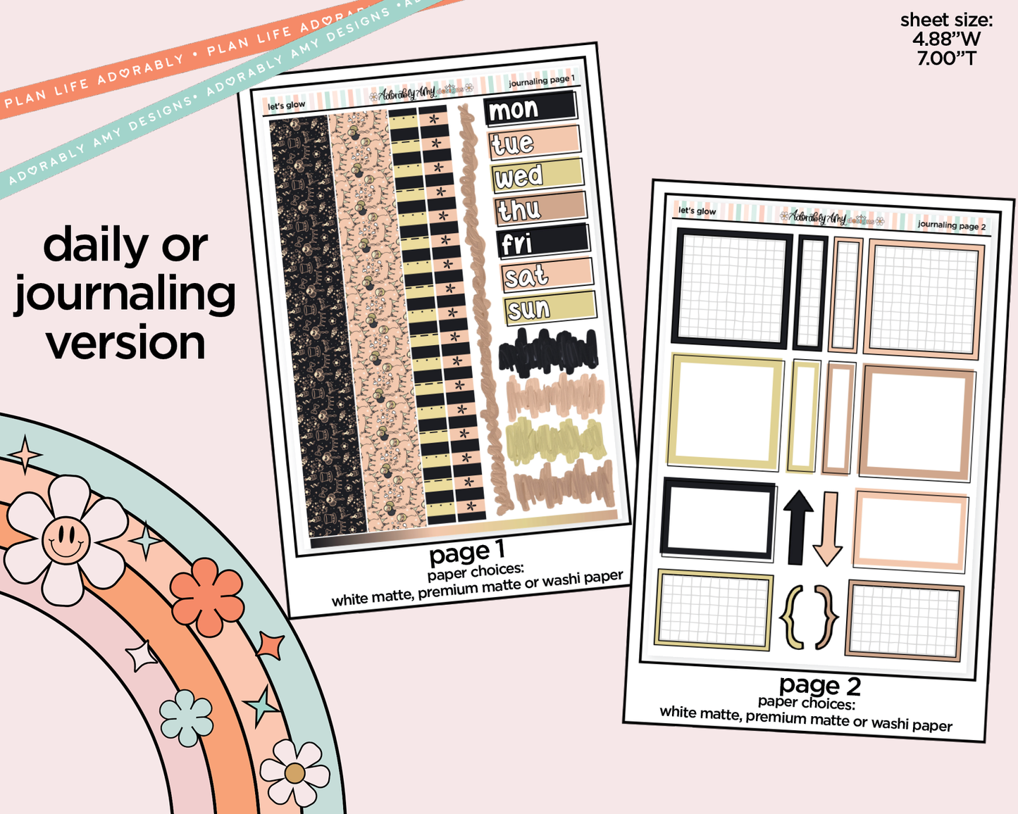 Journaling and Daily Planning Let's Glow Planner Sticker Kit