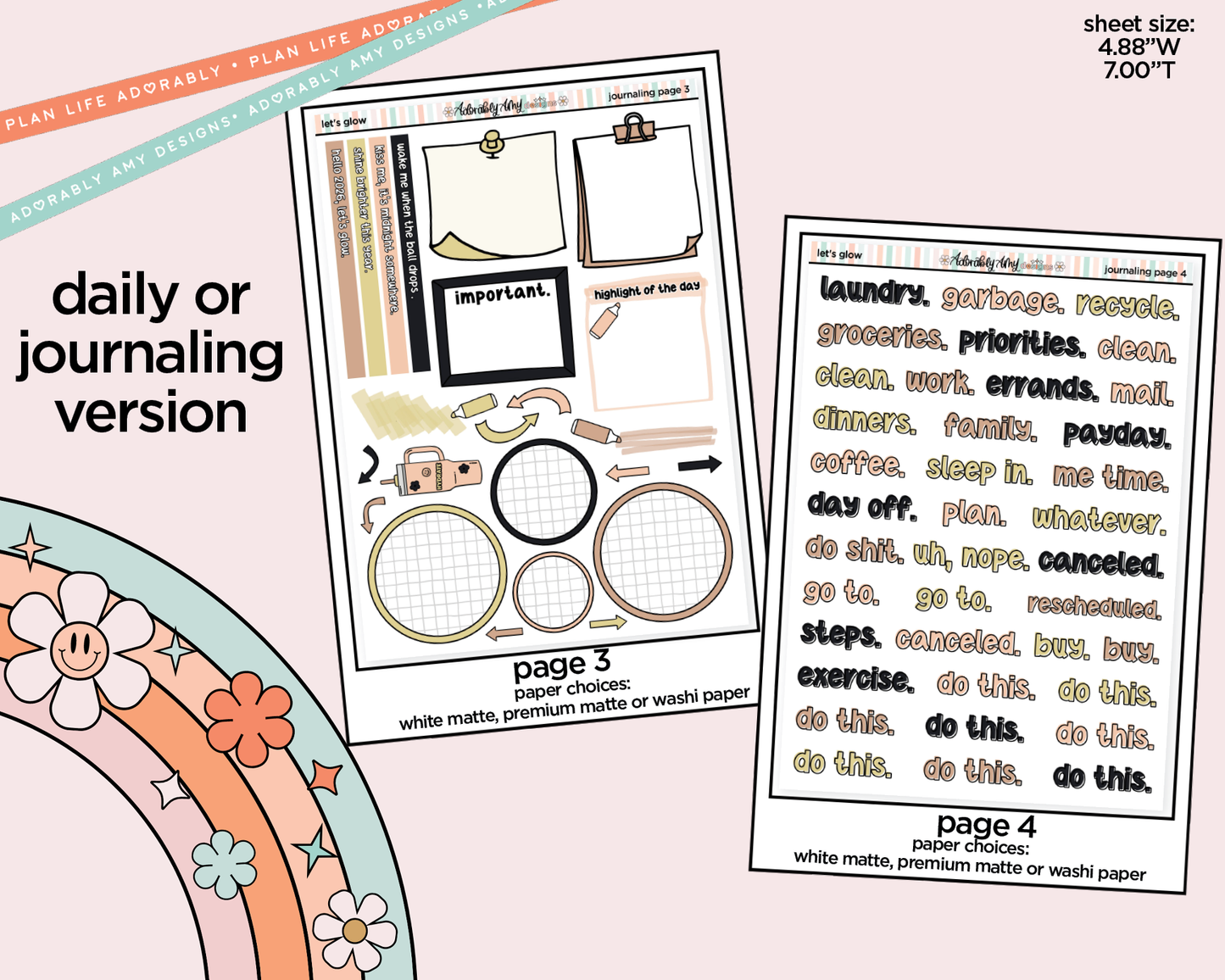 Journaling and Daily Planning Let's Glow Planner Sticker Kit