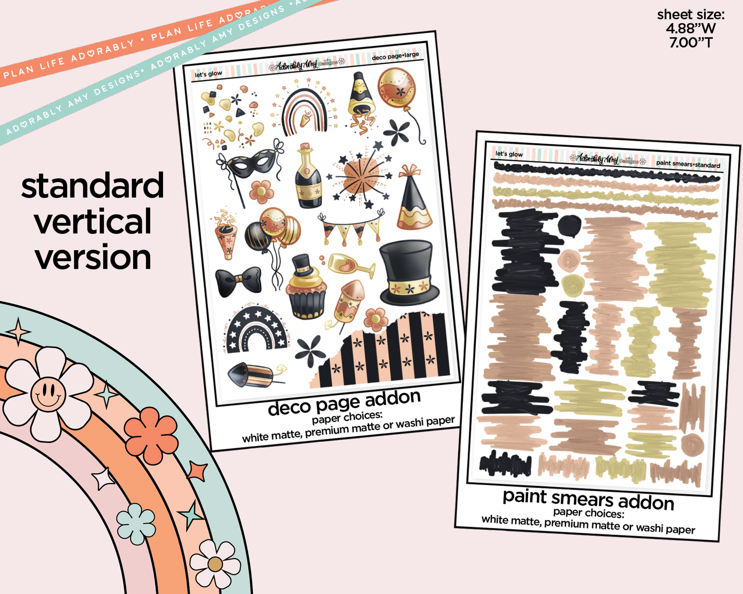 Vertical Let's Glow Weekly Sticker Kit for Vertical Standard Size Planners or Insert