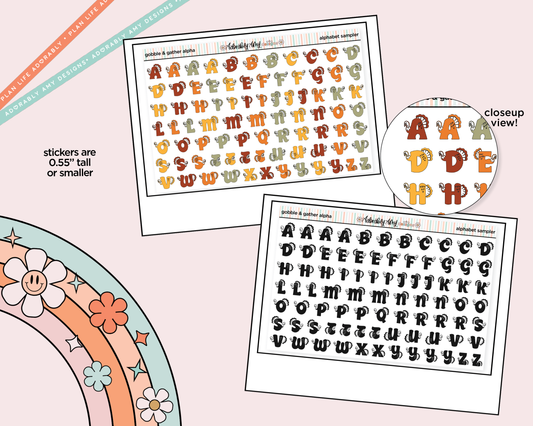 Gobble & Gather Turkey Alphabet Stickers Deco Typography Sampler Planner Stickers - Adorably Amy Designs