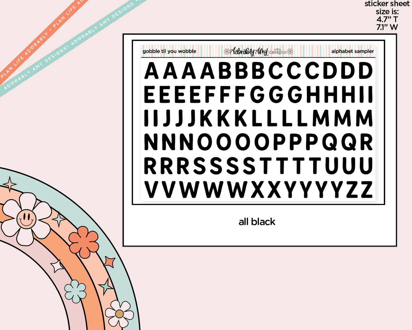 Gobble Til You Wobble Alphabet Stickers Deco Typography Sampler Planner Stickers