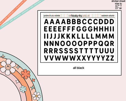 Gobble Til You Wobble Alphabet Stickers Deco Typography Sampler Planner Stickers