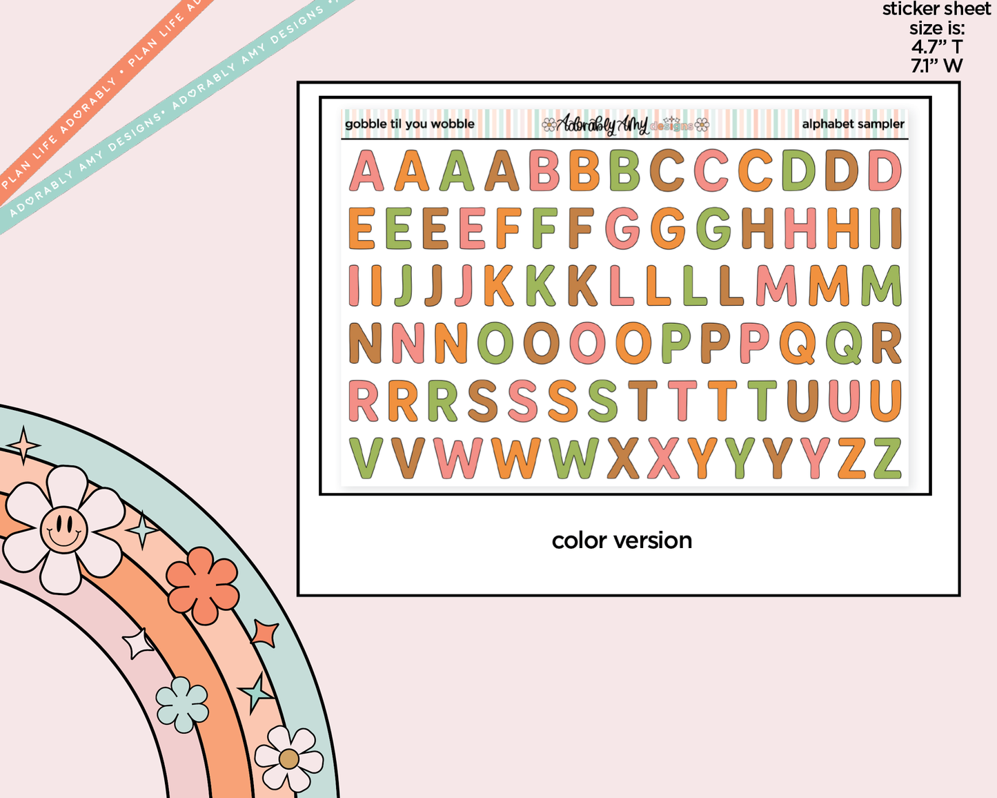 Gobble Til You Wobble Alphabet Stickers Deco Typography Sampler Planner Stickers