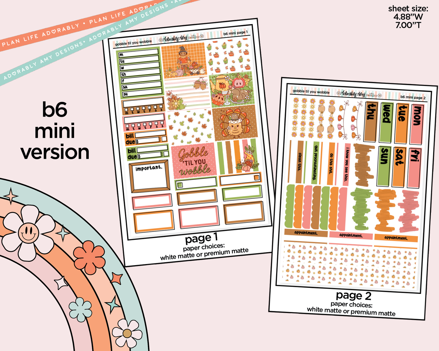 Mini B6 Gobble Til You Wobble Sticker Kit sized for ANY Vertical Insert