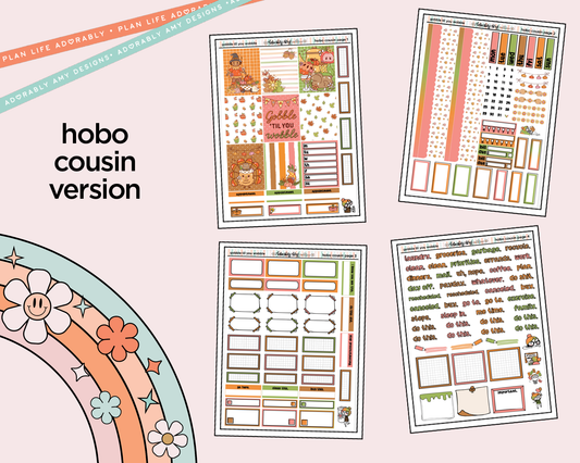Hobonichi Cousin Weekly Gobble Til You Wobble Planner Sticker Kit for Hobo Cousin or Similar Planners
