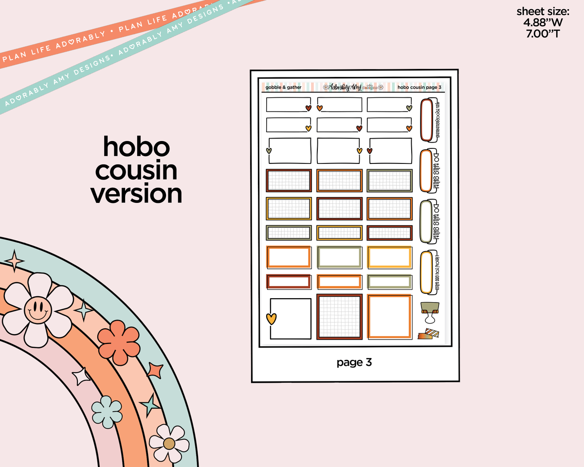 Hobonichi Cousin Weekly Gobble & Gather Planner Sticker Kit for Hobo Cousin or Similar Planners - Adorably Amy Designs