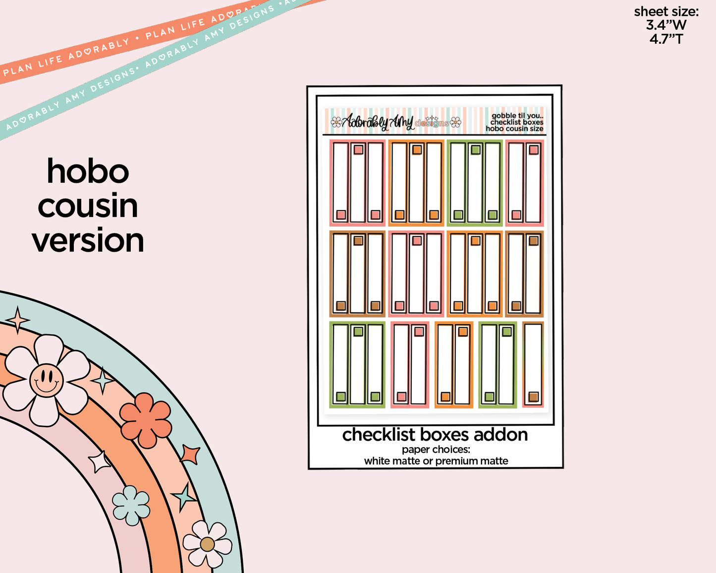 Hobonichi Cousin Weekly Gobble Til You Wobble Planner Sticker Kit for Hobo Cousin or Similar Planners