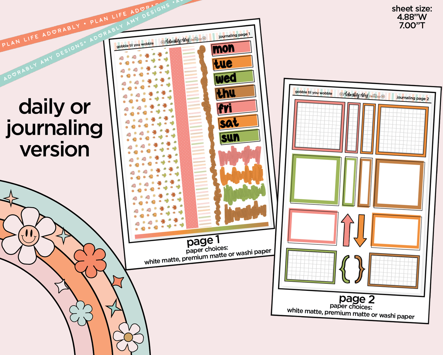 Journaling and Daily Planning Gobble Til You Wobble Planner Sticker Kit