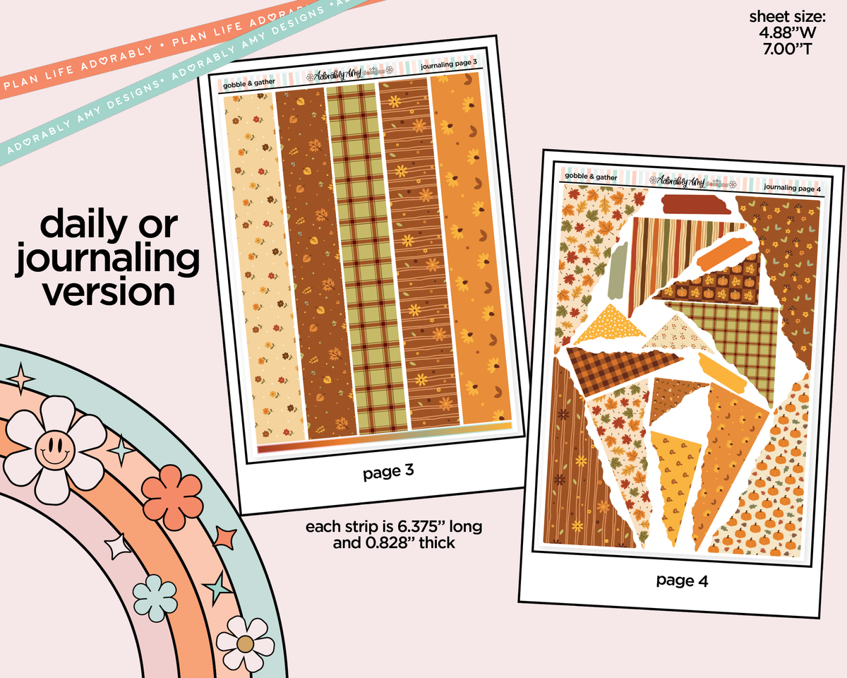Journaling and Daily Planning Gobble & Gather Planner Sticker Kit - Adorably Amy Designs
