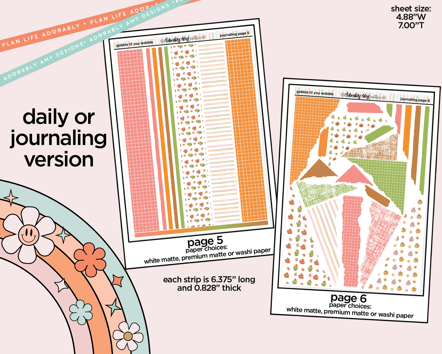 Journaling and Daily Planning Gobble Til You Wobble Planner Sticker Kit