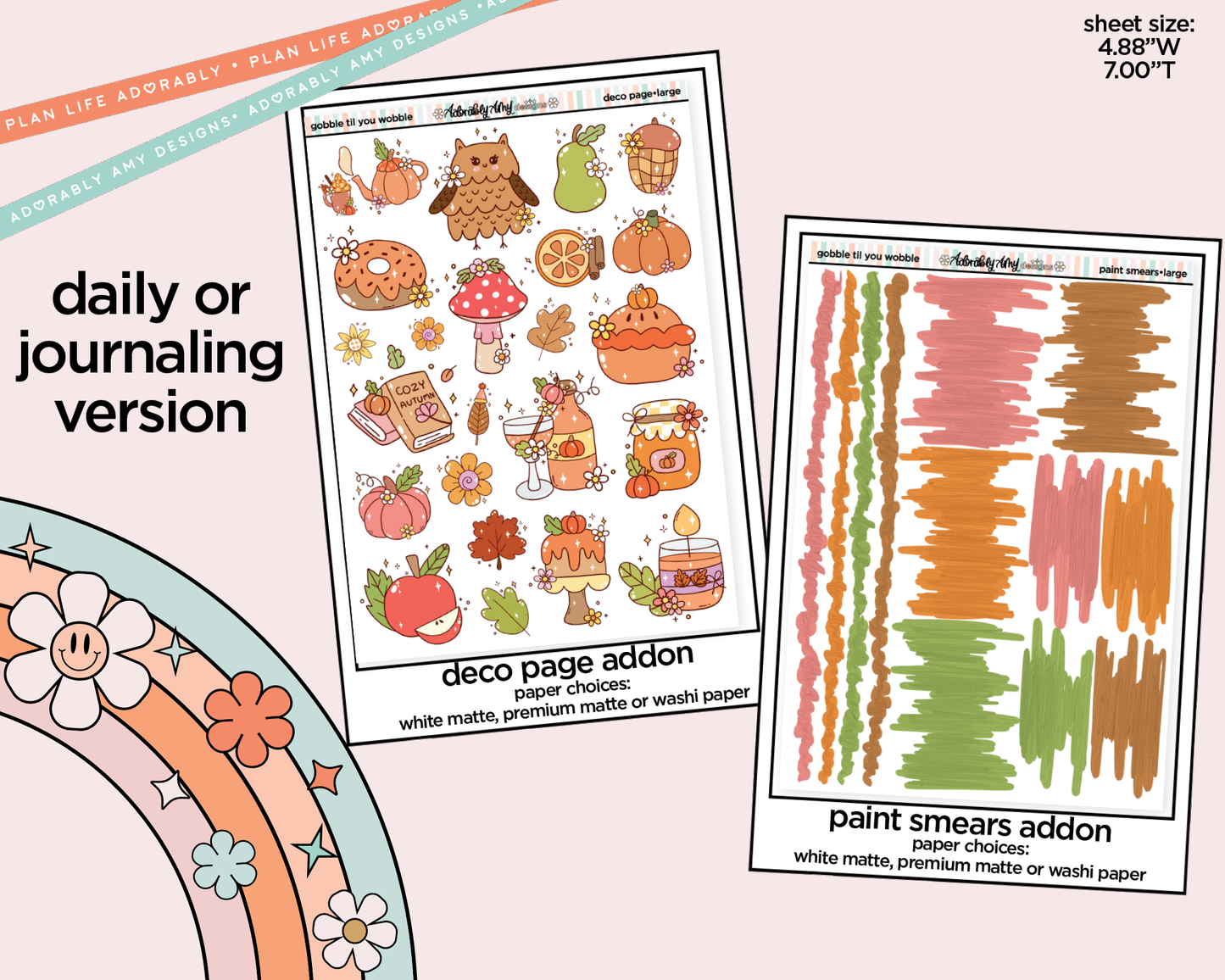 Journaling and Daily Planning Gobble Til You Wobble Planner Sticker Kit