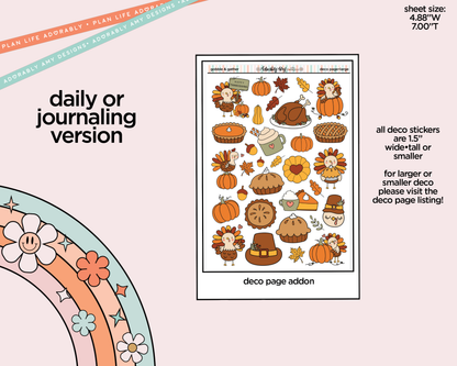 Journaling and Daily Planning Gobble & Gather Planner Sticker Kit - Adorably Amy Designs