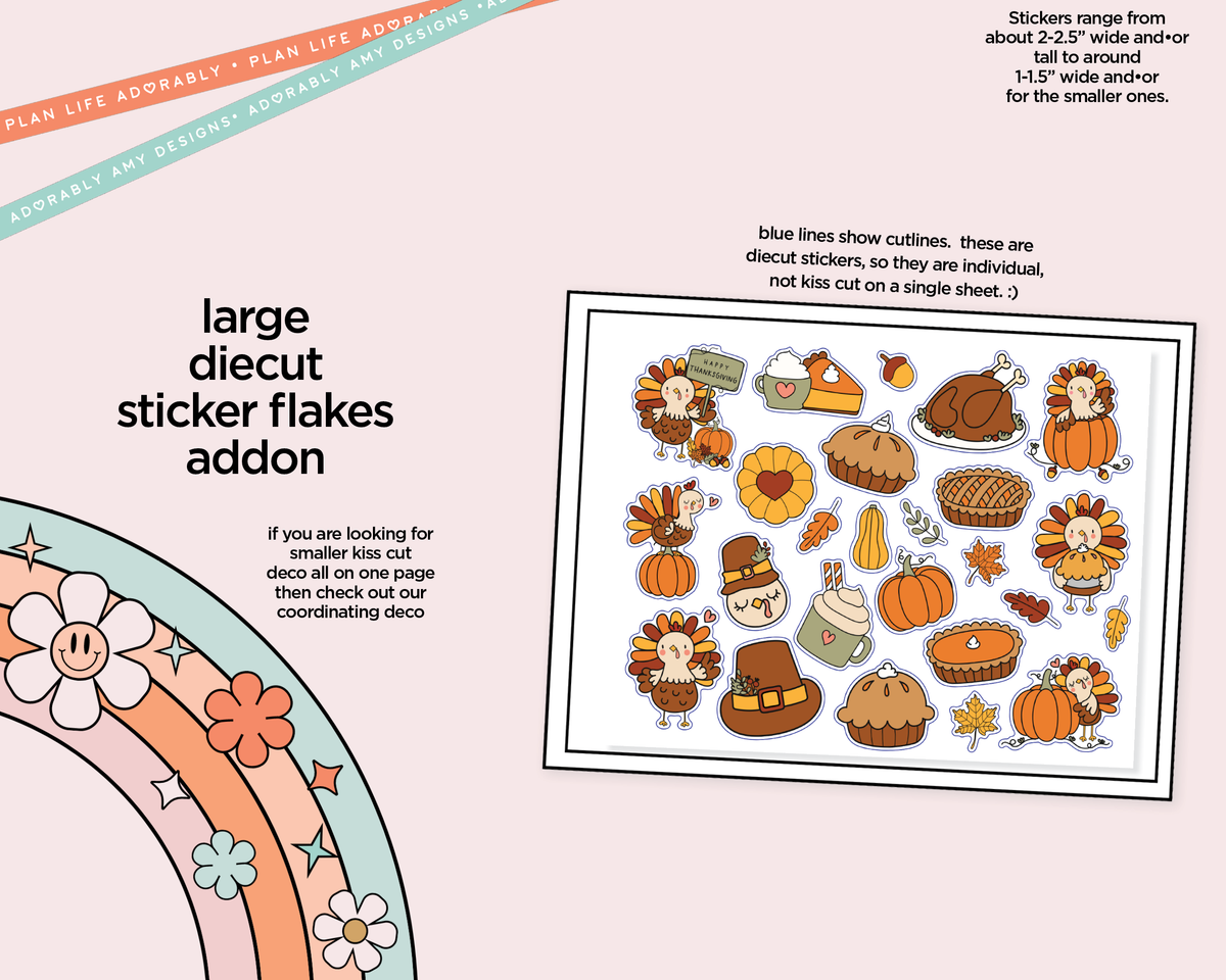 Journaling and Daily Planning Gobble & Gather Planner Sticker Kit - Adorably Amy Designs