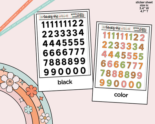 Gobble Til You Wobble Number Stickers Deco Typography Sampler Planner Stickers