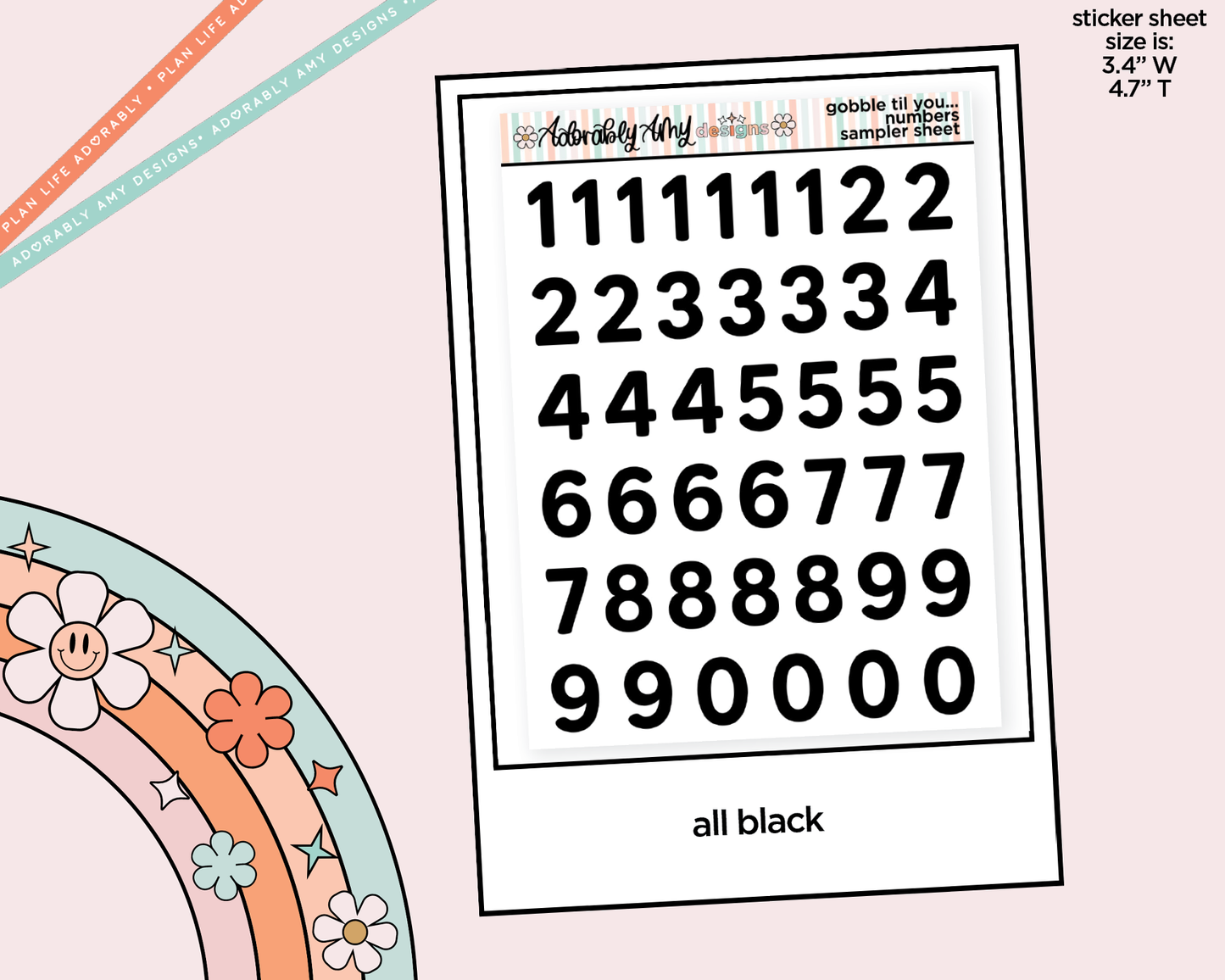 Gobble Til You Wobble Number Stickers Deco Typography Sampler Planner Stickers