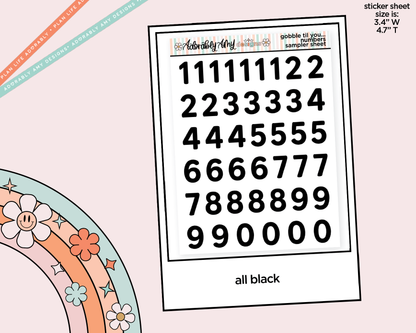 Gobble Til You Wobble Number Stickers Deco Typography Sampler Planner Stickers