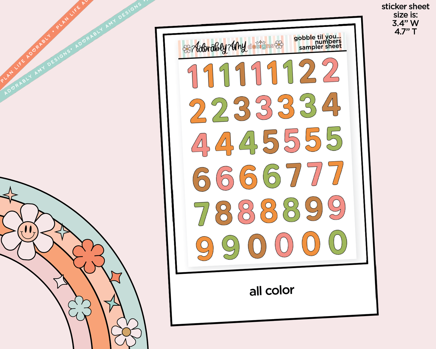 Gobble Til You Wobble Number Stickers Deco Typography Sampler Planner Stickers