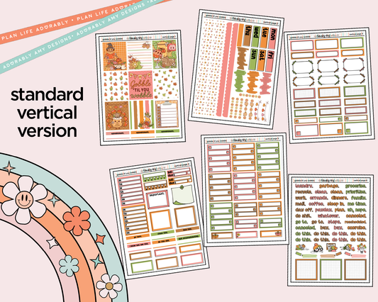 Vertical Gobble Til You Wobble Weekly Sticker Kit for Vertical Standard Size Planners or Insert