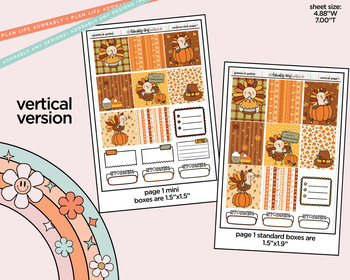 Vertical Gobble & Gather Collection Kit for Vertical Standard Size Planners or Insert - Adorably Amy Designs