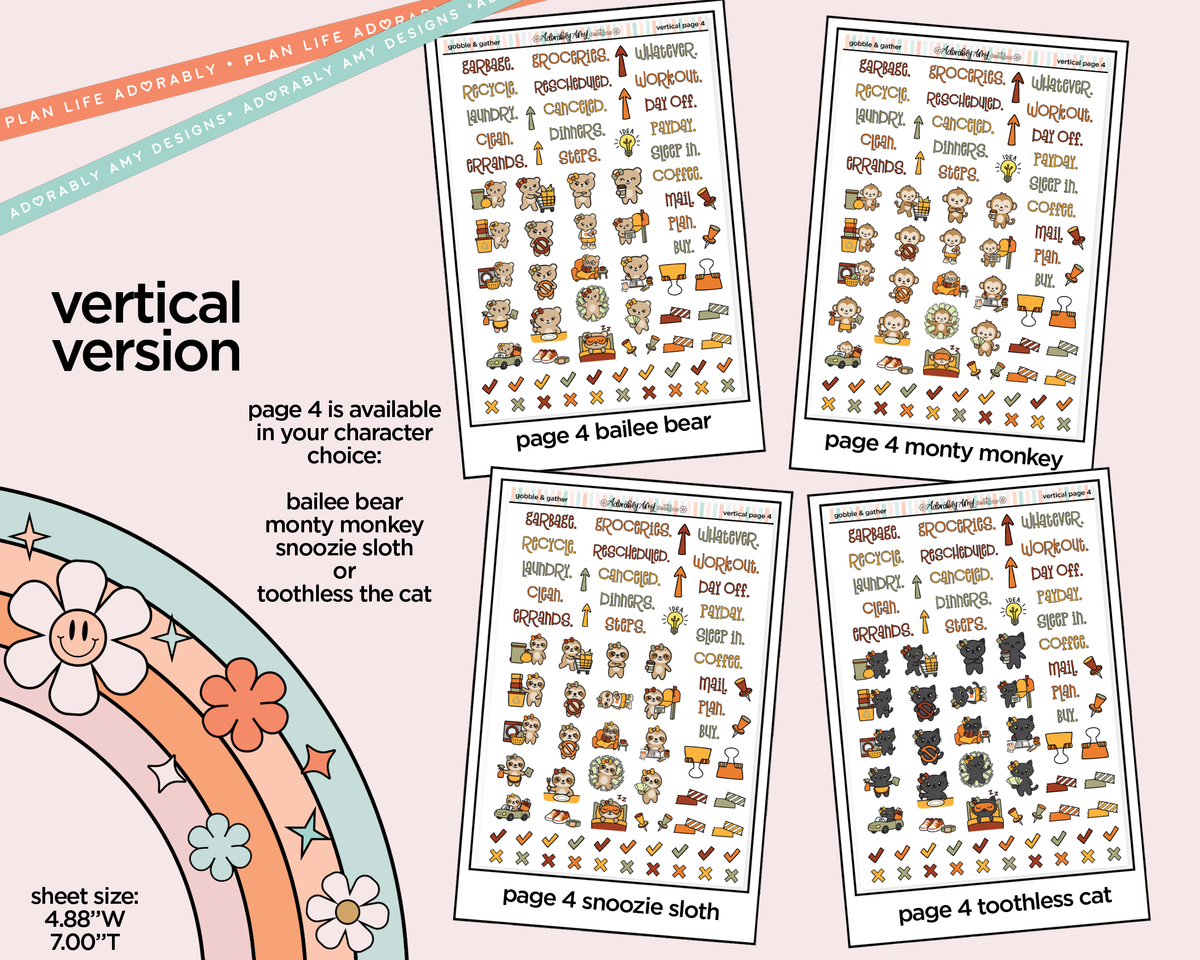 Vertical Gobble & Gather Collection Kit for Vertical Standard Size Planners or Insert - Adorably Amy Designs