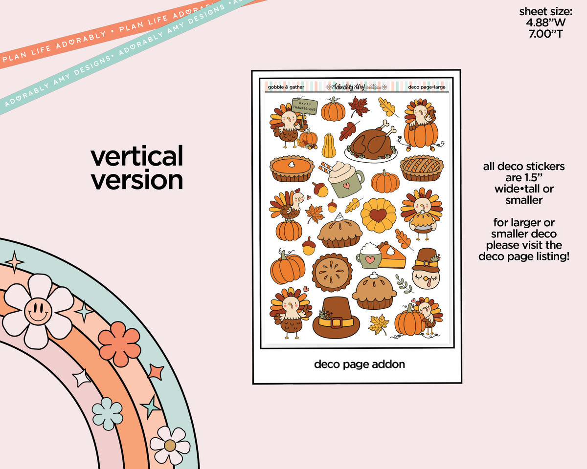 Vertical Gobble & Gather Collection Kit for Vertical Standard Size Planners or Insert - Adorably Amy Designs