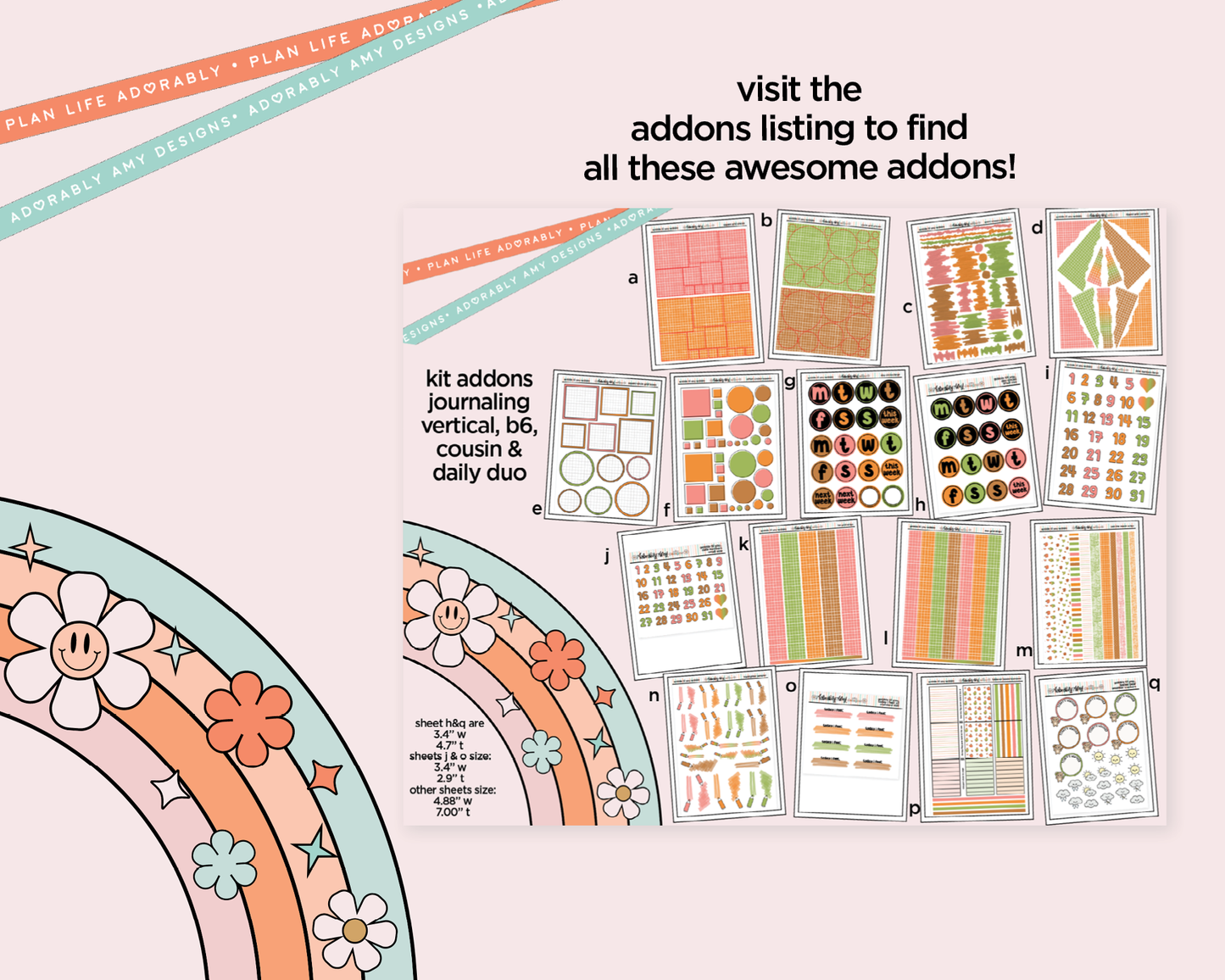 Hobonichi Cousin Weekly Gobble Til You Wobble Planner Sticker Kit for Hobo Cousin or Similar Planners