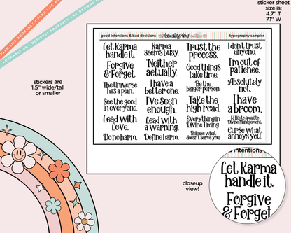 Good Intentions & Bad Decisions Deco Typography Sampler Planner Stickers