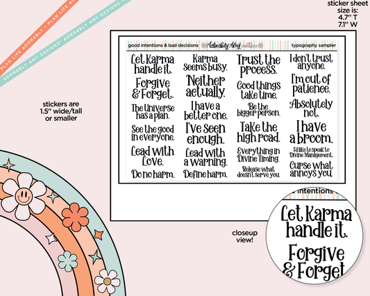 Good Intentions & Bad Decisions Deco Typography Sampler Planner Stickers