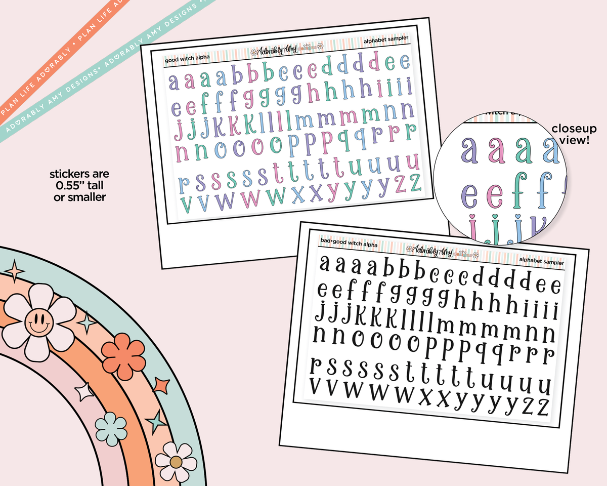 Good Witch Club Alphabet Stickers Deco Typography Sampler Planner Stickers