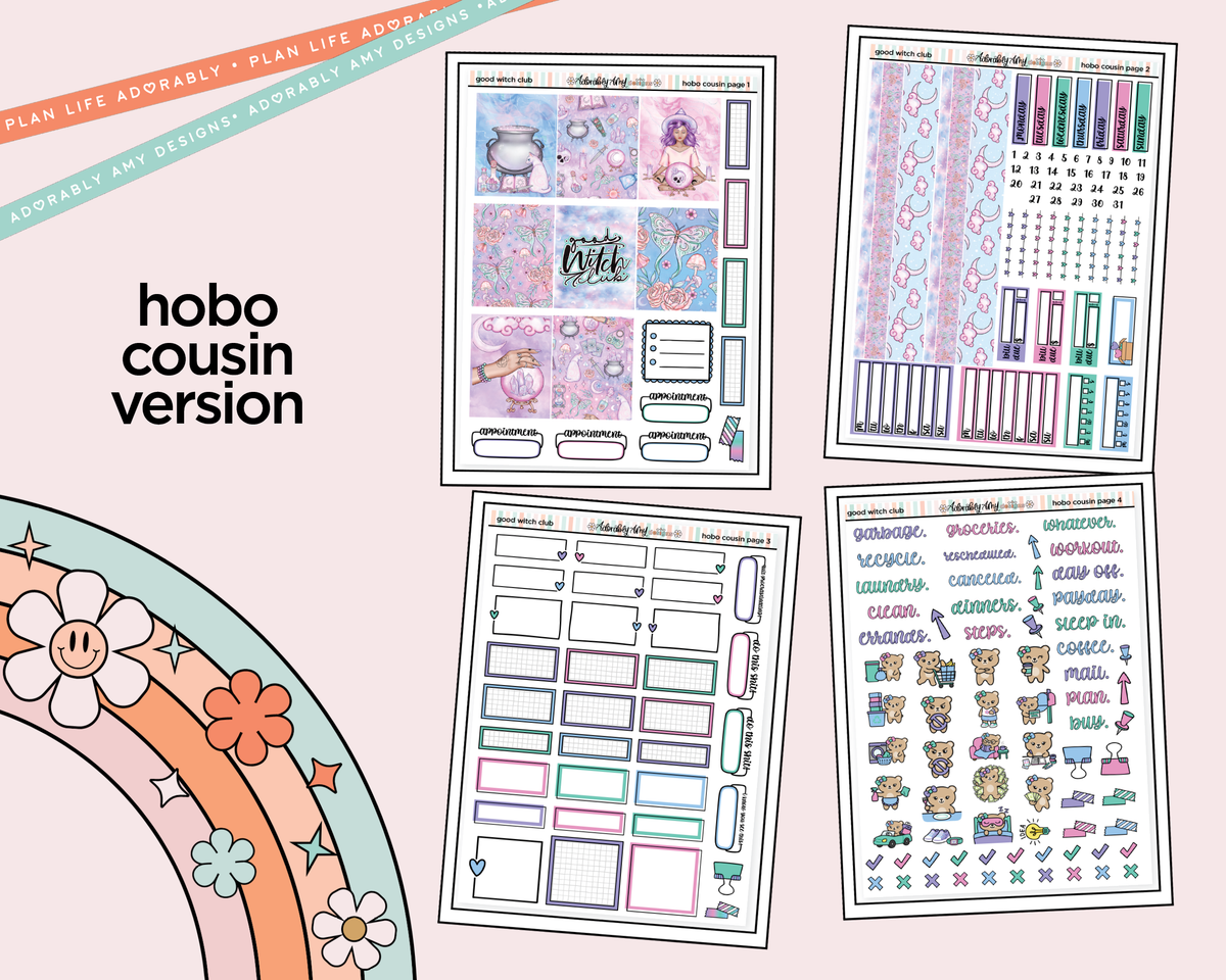 Hobonichi Cousin Weekly Good Witch Club Planner Sticker Kit for Hobo Cousin or Similar Planners