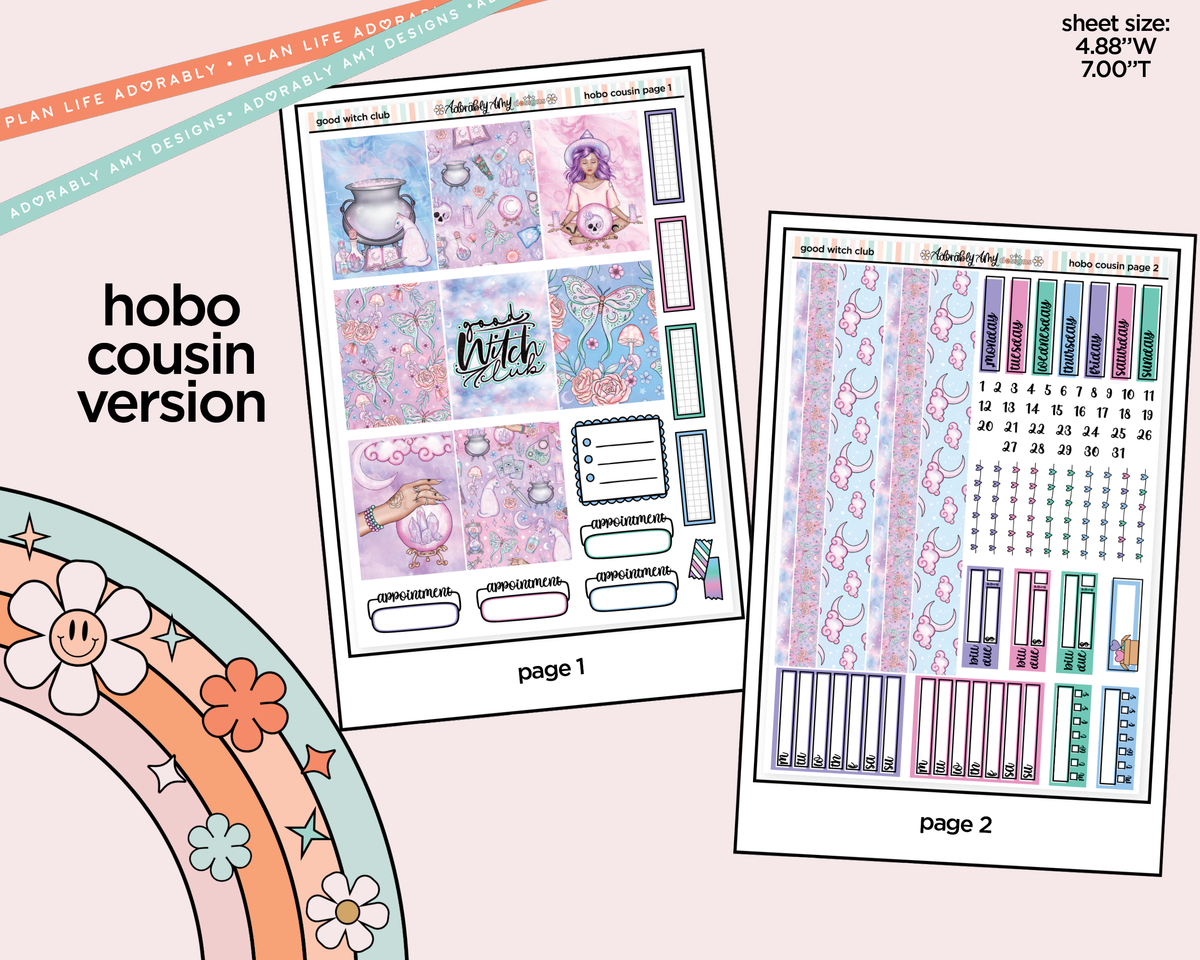 Hobonichi Cousin Weekly Good Witch Club Planner Sticker Kit for Hobo Cousin or Similar Planners