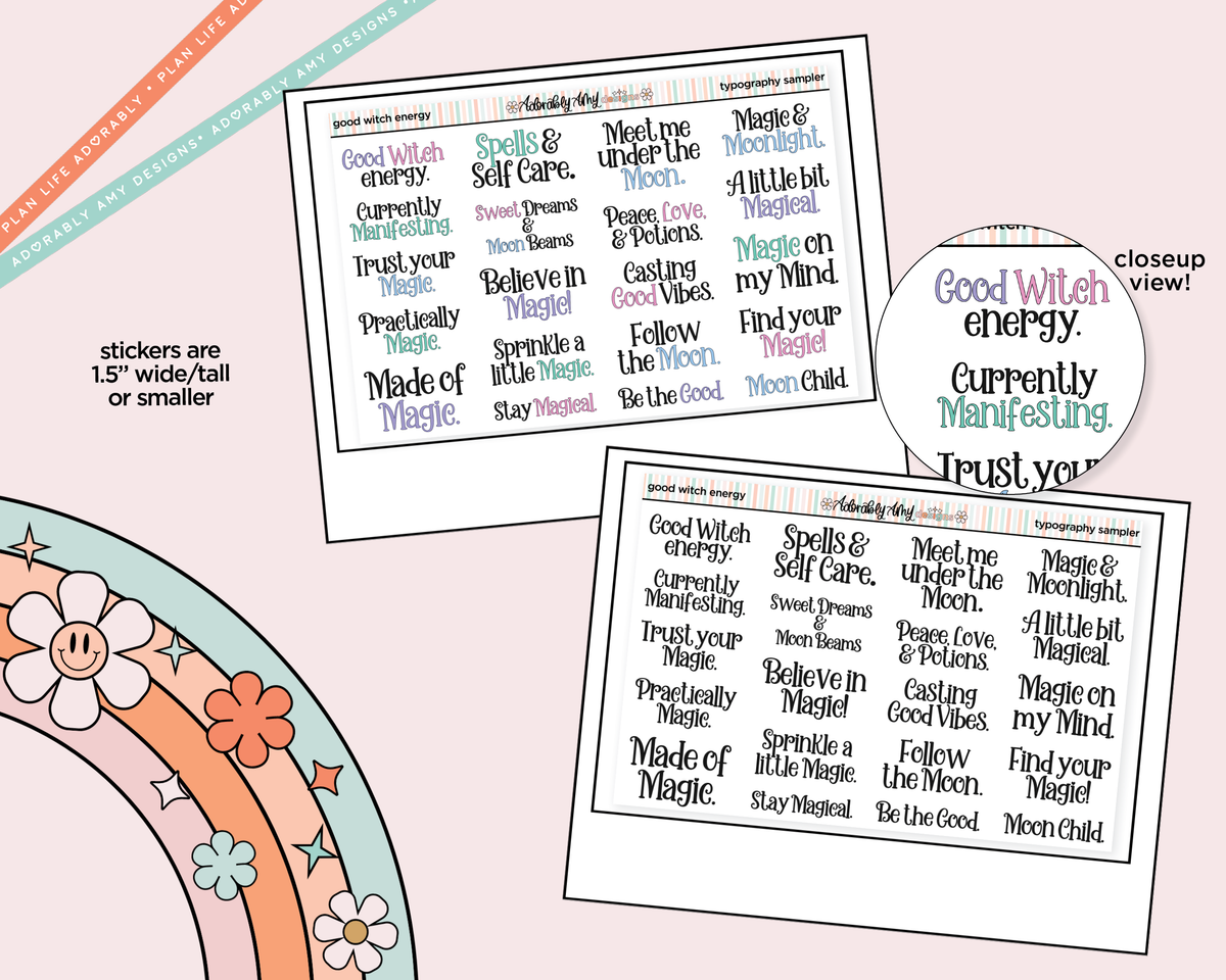 Good Witch Energy Typography Sampler Planner Stickers