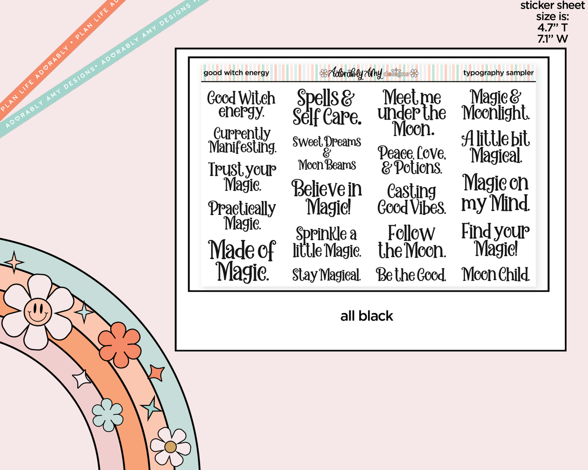 Good Witch Energy Typography Sampler Planner Stickers