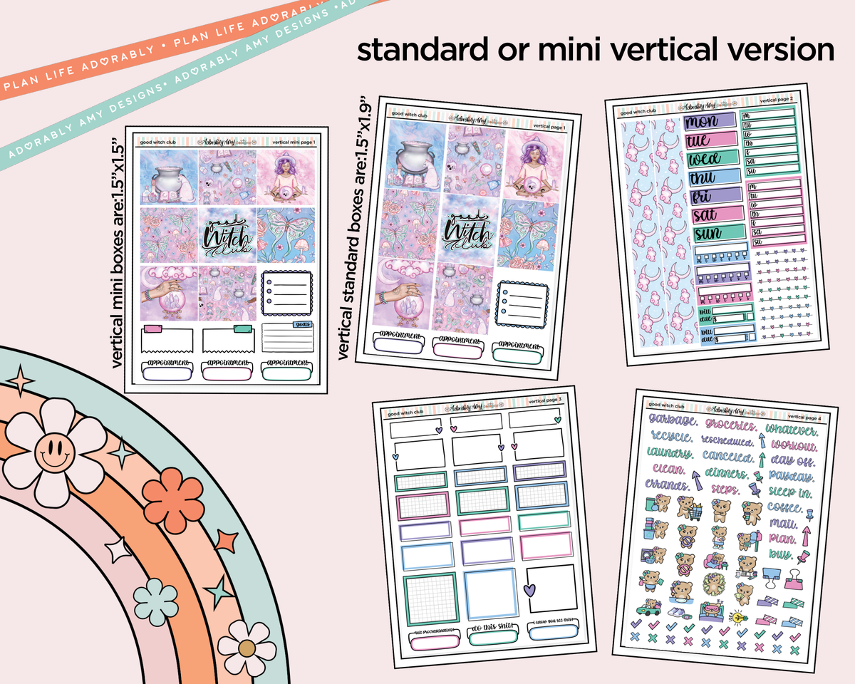 Vertical Good Witch Club Collection Kit for Vertical Standard Size Planners or Insert