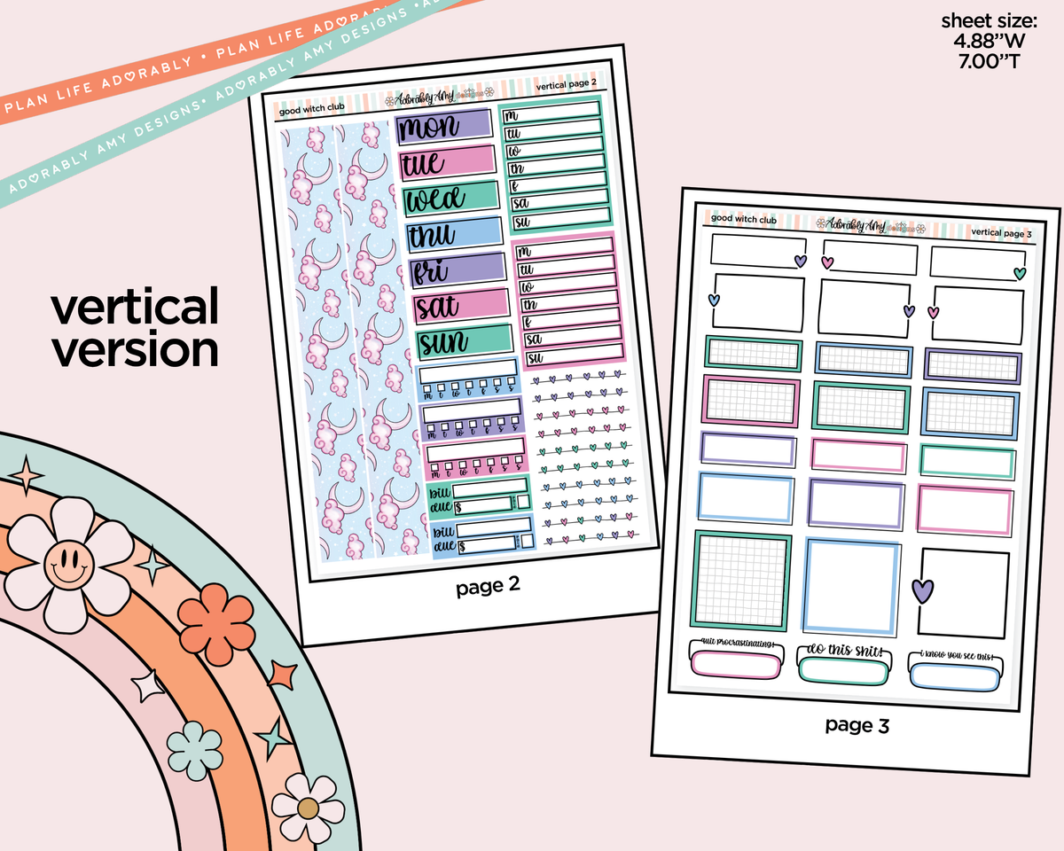Vertical Good Witch Club Collection Kit for Vertical Standard Size Planners or Insert