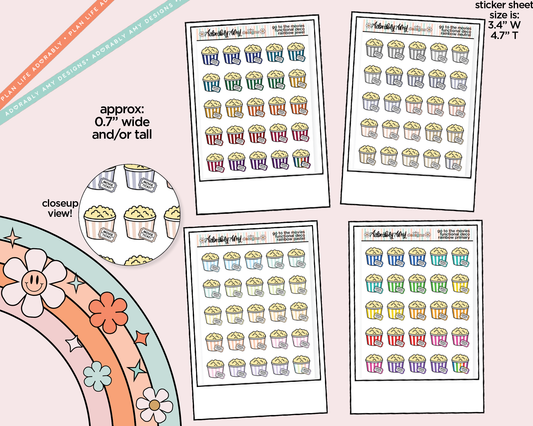 Rainbow Go to the Movies Doodled Icon Stickers
