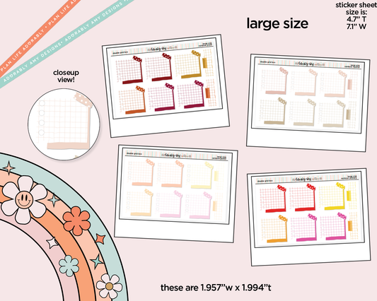 Rainbow Doodled Double Grid Boxes Boxes Large/Jumbo Size Planner Stickers - Adorably Amy Designs