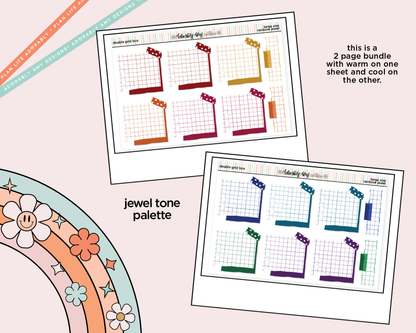Rainbow Doodled Double Grid Boxes Boxes Large/Jumbo Size Planner Stickers