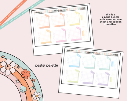 Rainbow Doodled Double Grid Boxes Boxes Large/Jumbo Size Planner Stickers
